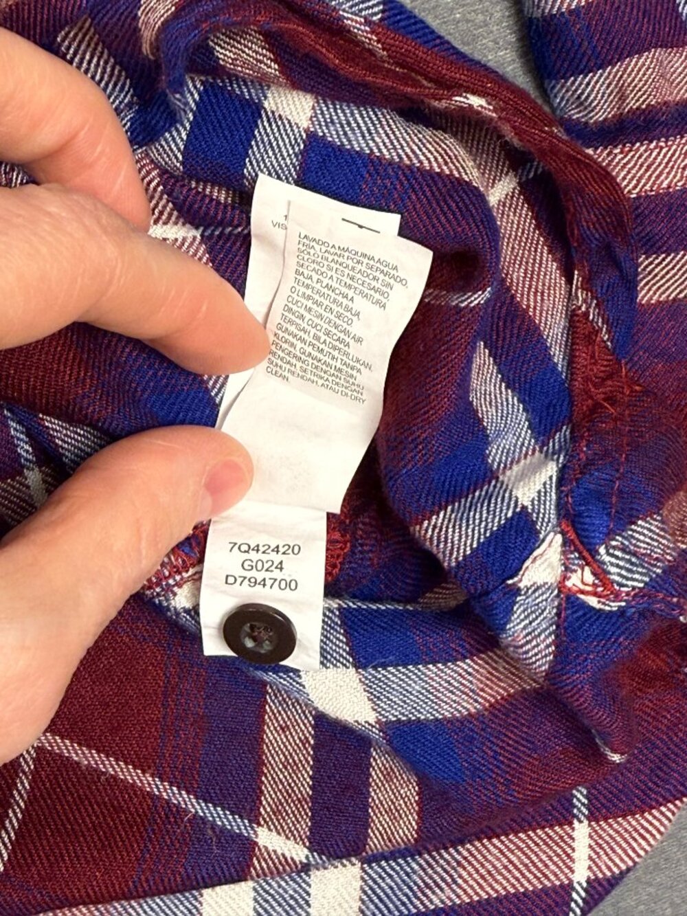 Lucky Brand Plaid Button Down Blouse Women’s 2X Red Blue Button Back - Picture 9 of 9